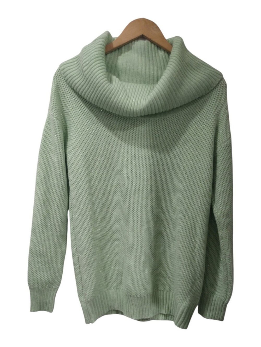 New York & Company Mint Green Cowl Neck Sweater
